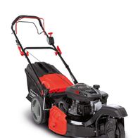 Benzin-Rasenmäher MS197-51-3W von Scheppach, seitliche Ansicht.